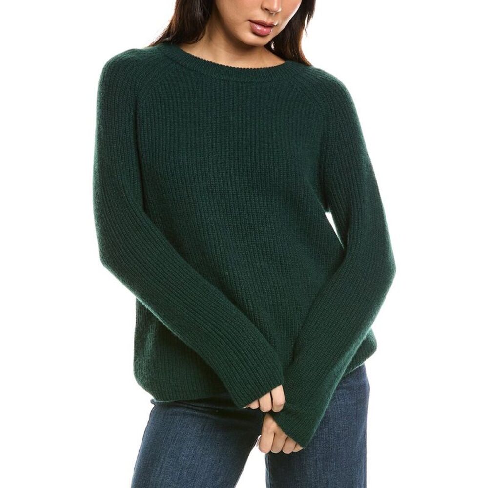 The Cashmere Project Womens  Shaker Crewneck 100% Cashmere Sweater, Green